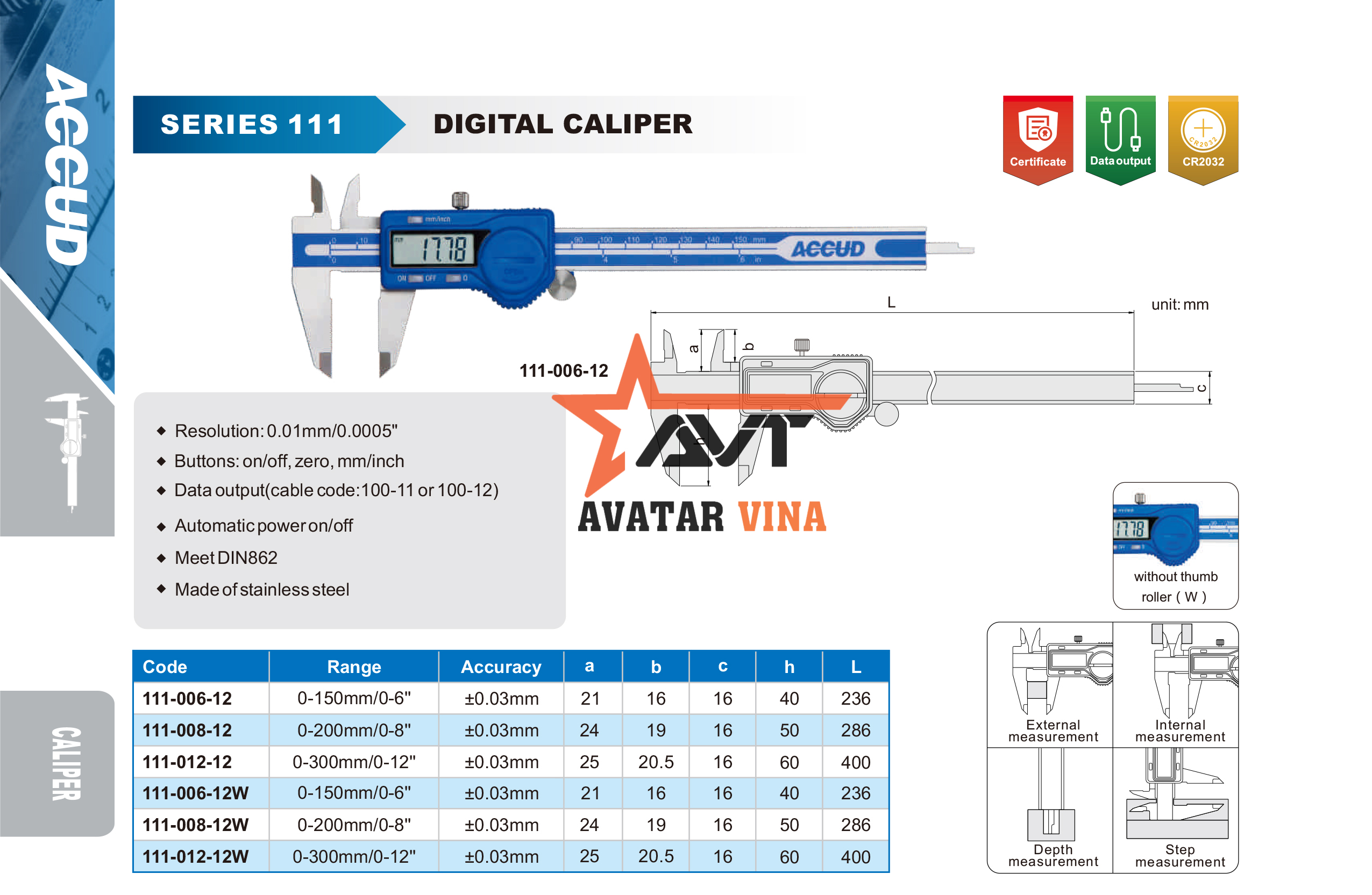 Các loại thước cặp điện tử accud