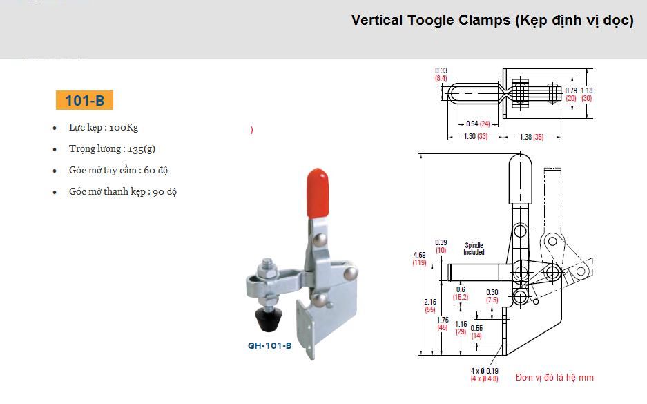 Thông số kỹ thuật Kẹp Định Vị GH 101-B