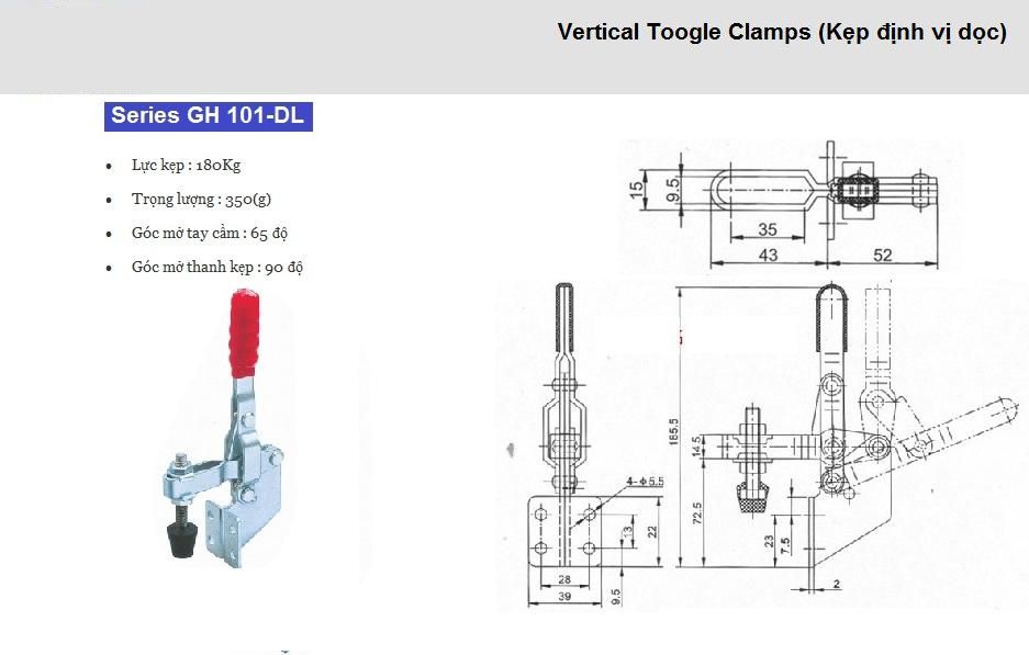 Thông số kỹ thuật Kẹp Định Vị GH 101-DL