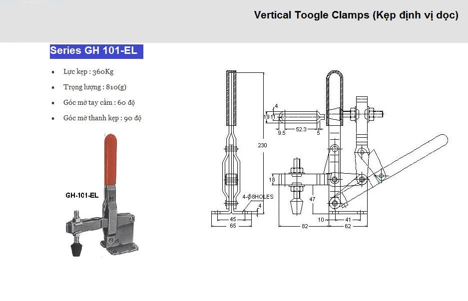 Thông số kỹ thuật Kẹp Định Vị GH 101-EL