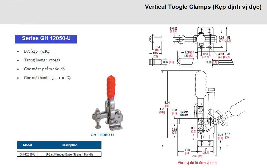 Thông số kỹ thuật Kẹp Định Vị GH 12050-U