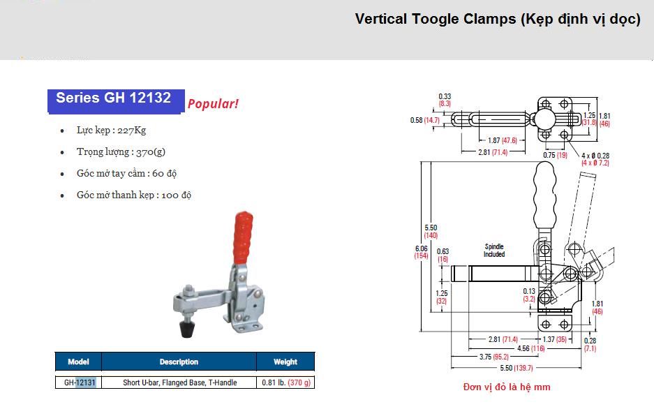Thông số kỹ thuật Kẹp Định Vị GH 12131