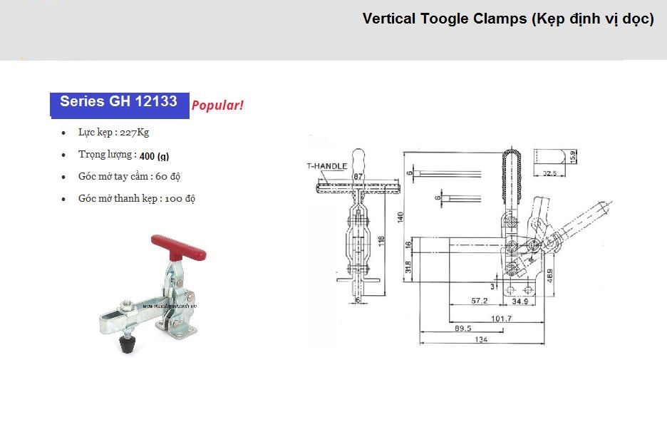 Thông số kỹ thuật Kẹp Định Vị GH 12133