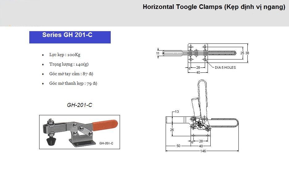 Thông số kỹ thuật Kẹp Định Vị GH 201-C