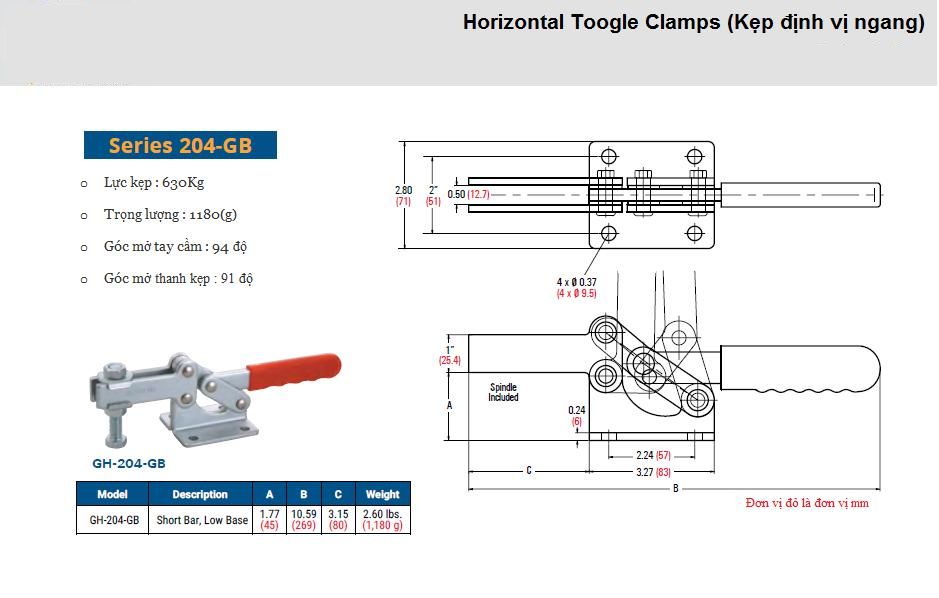 Thông số kỹ thuật Kẹp Định Vị GH 204-GB