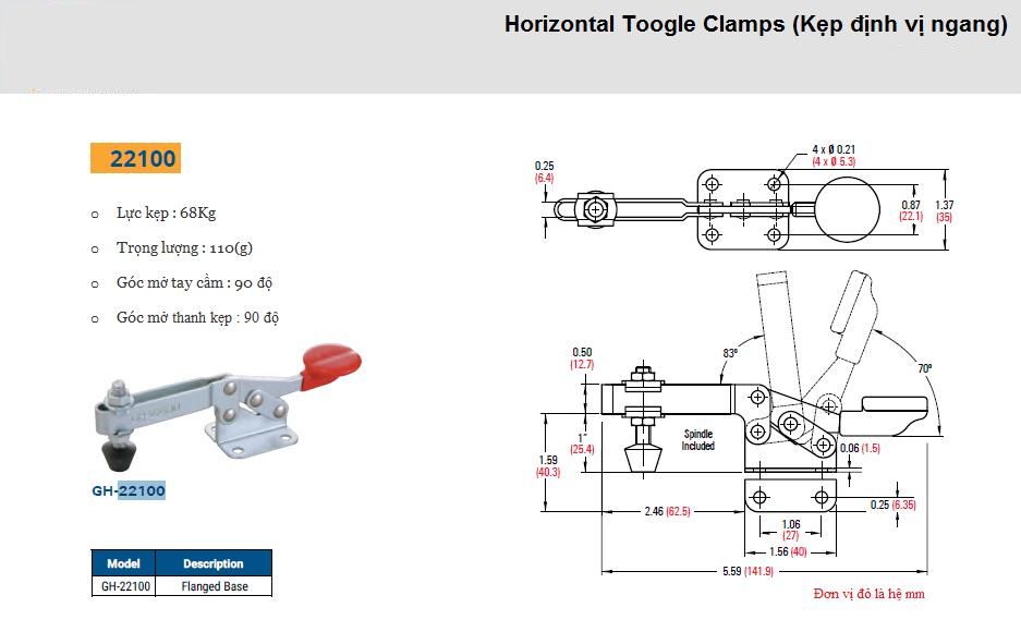 Thông số kỹ thuật Kẹp Định Vị GH 22100