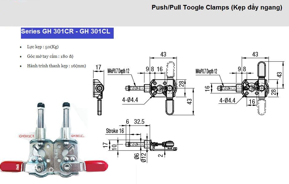 Thông số kỹ thuật Cam Kẹp GH 301-CR
