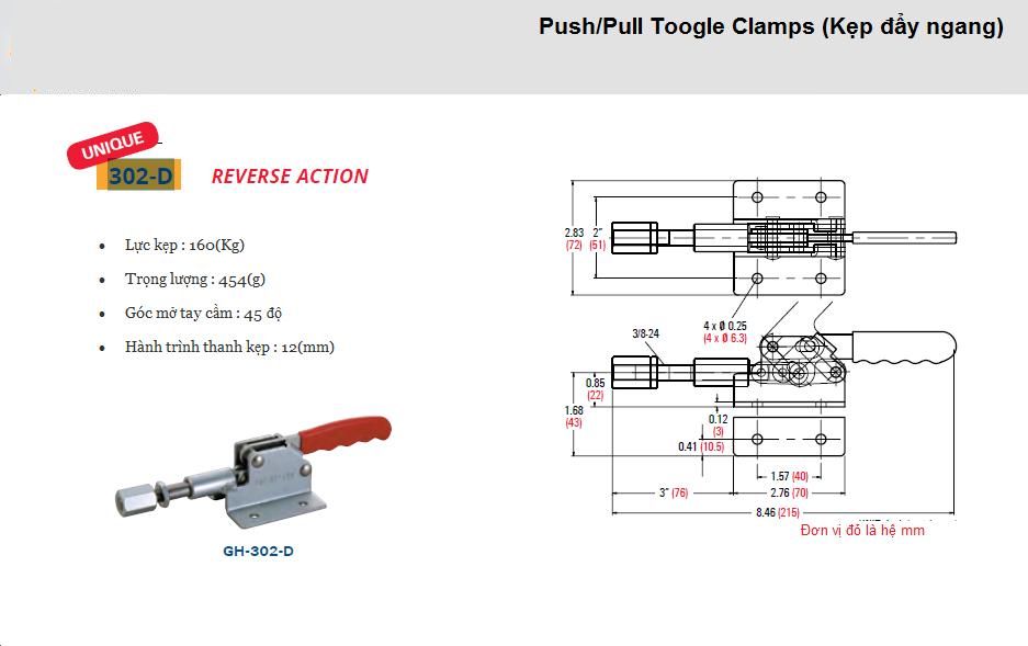 Thông số kỹ thuật Cam Kẹp GH 302-D
