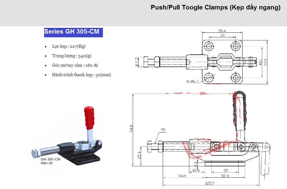 Thông số kỹ thuật Cam Kẹp GH 305-CM