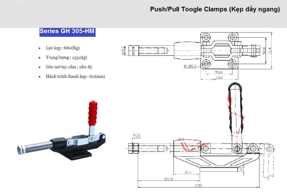 Thông số kỹ thuật Cam Kẹp GH 305-HM