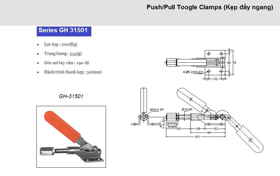 Thông số kỹ thuật Cam Kẹp GH 31501