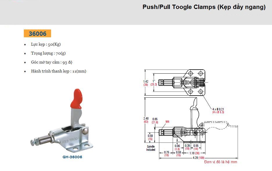 Thông số kỹ thuật Cam Kẹp GH 36006