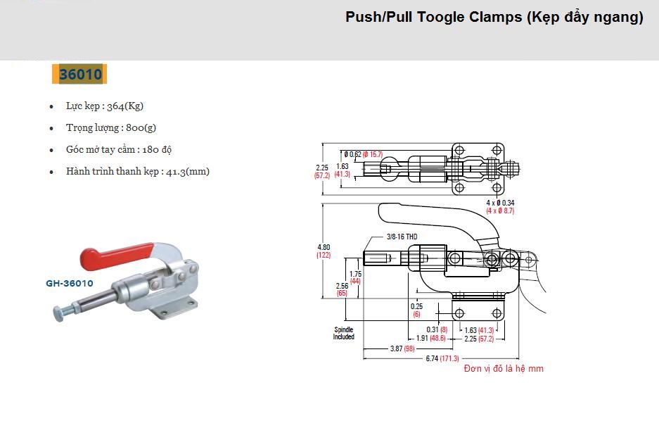 Thông số kỹ thuật Cam Kẹp GH 36010