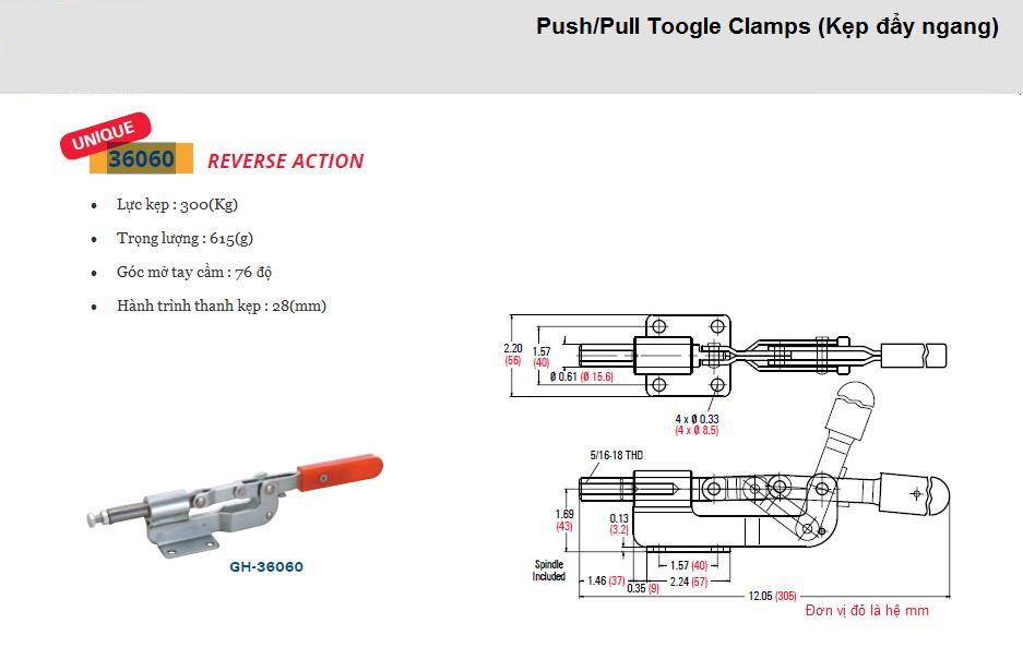 Thông số kỹ thuật Cam Kẹp GH 36060