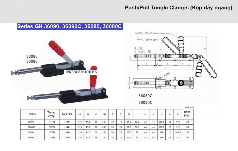 Thông số kỹ thuật Cam Kẹp GH 36090