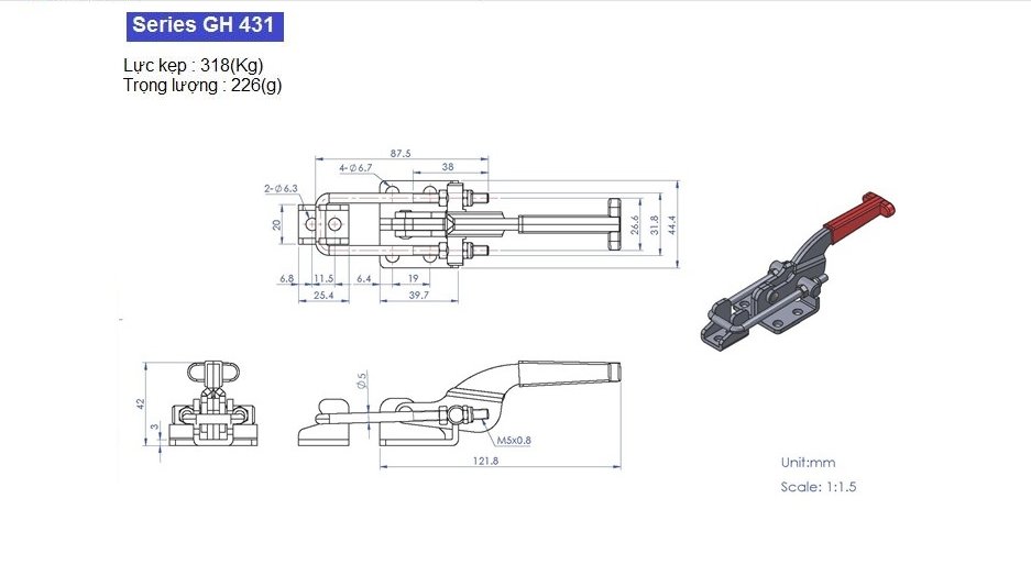 Thông số kỹ thuật Cam Kẹp Chốt GH 431