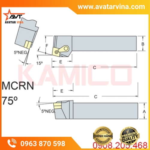 CÁN DAO TIỆN NGOÀI MCRN 75° GHÉP MẢNH VERTEX