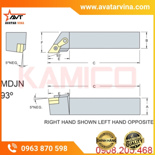 CÁN DAO TIỆN NGOÀI MDJN 93° GHÉP MẢNH VERTEX
