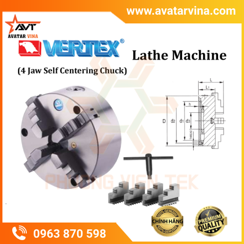 MÂM CẶP MÁY TIỆN 4 CHẤU TỰ ĐỊNH TÂM VERTEX VPS LOẠI A