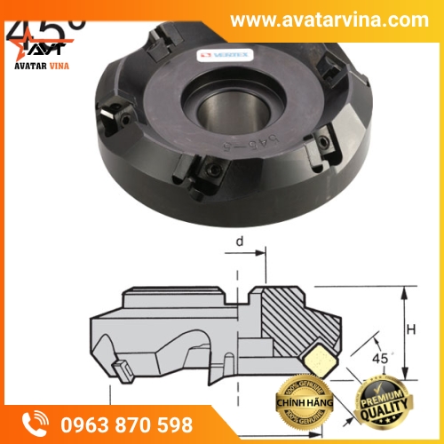 ĐÀI DAO PHAY KHỎA MẶT 45˚ VERTEX SERIES-SE545/445