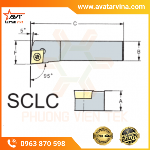 CÁN DAO TIỆN NGOÀI LOẠI NHỎ SCLC 95° GHÉP MẢNH VERTEX