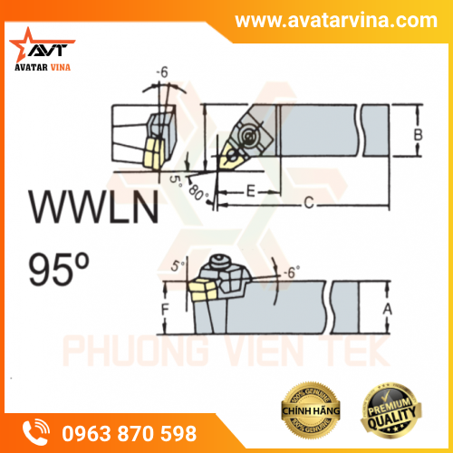 CÁN DAO TIỆN NGOÀI WWLN 95° GHÉP MẢNH VERTEX