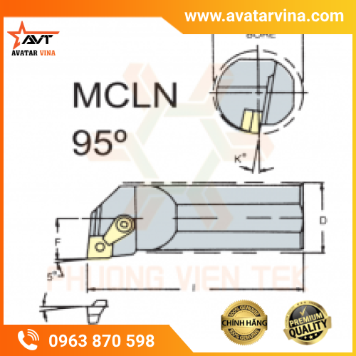 CÁN DAO TIỆN TRONG MCLNR/L12 95° GHÉP MẢNH VERTEX