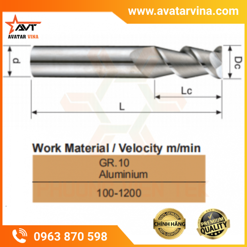 DAO PHAY NHÔM HỢP KIM 3 ME SERIES-VEA93 VERTEX
