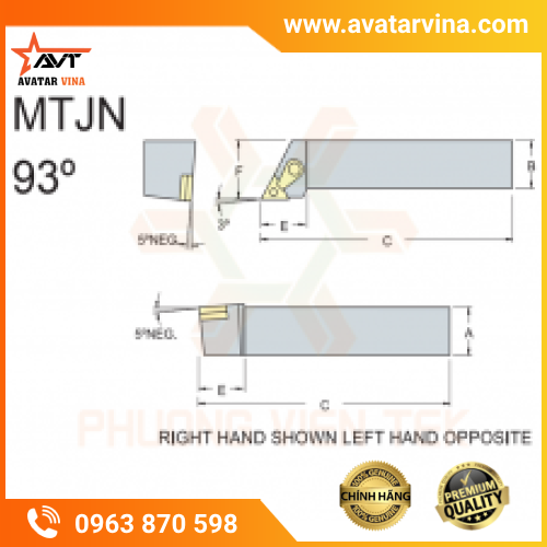 CÁN DAO TIỆN NGOÀI MTJN 93° GHÉP MẢNH VERTEX